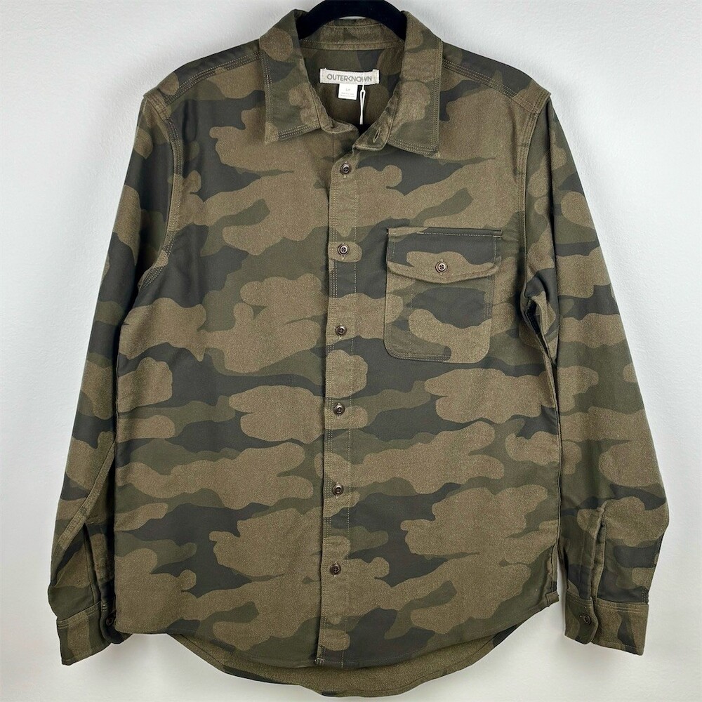 Outerknown Camo Shirt Jacket Men's S Green Brown Button Front Long